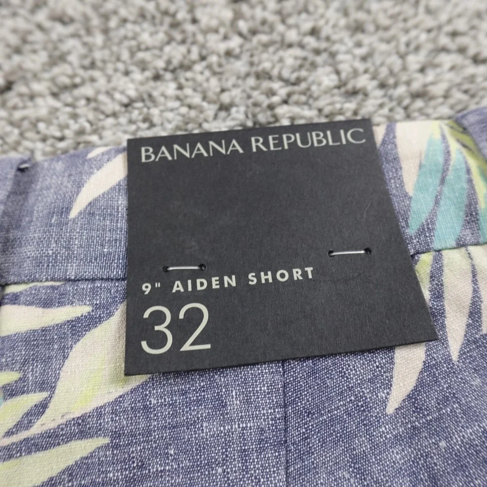 NEW Banana Republic Shorts Mens 32 Blue Linen Floral Hawaiian Chino Golf Preppy‎